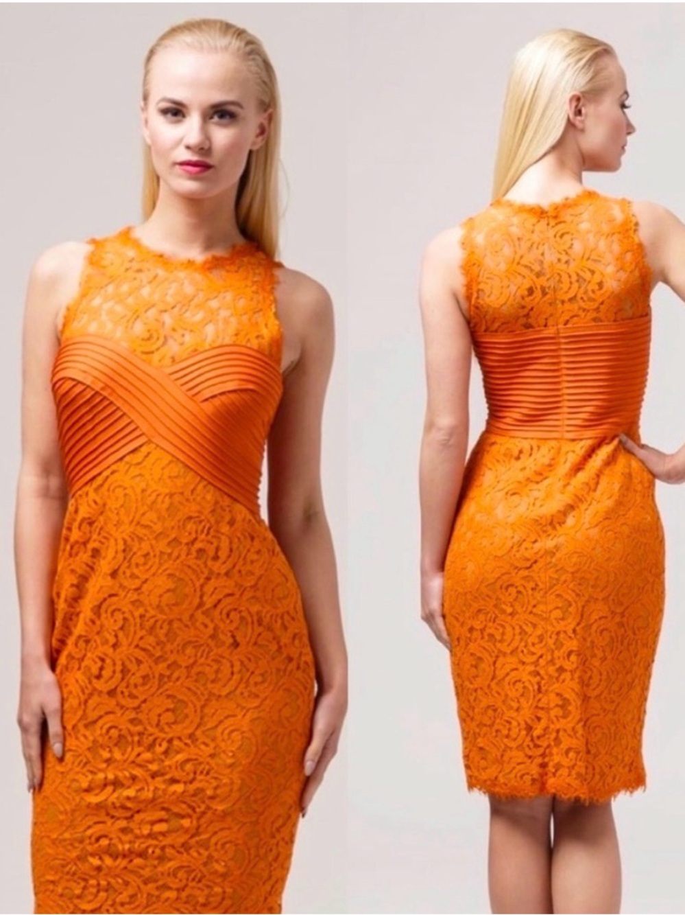 Tadashi Shoji Orange Lace Sheath Dress